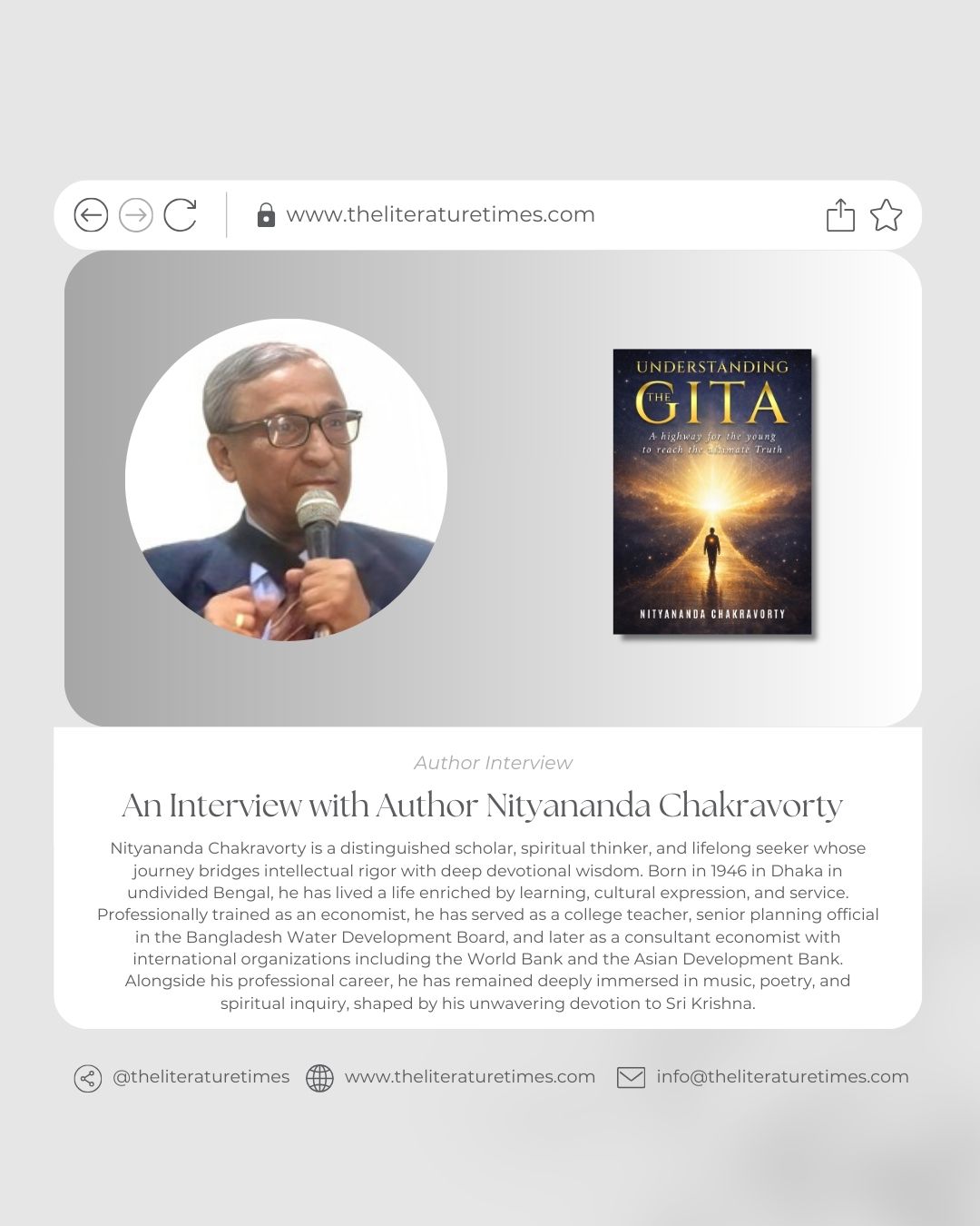 An Author Interview – Understanding the Gita by Nityananda Chakravorty